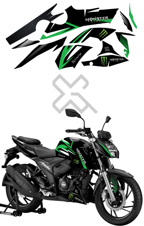 Full Body Sticker Compatible with Apache RTR 160/200 4V | Made in Premium Matte Vinyl with FPF (Fade Protection Film), Waterproof, Precut Sticker, Pack Of 1 Compatible with Both Side